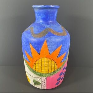 Colorful Ceramic Vase with Sun Design